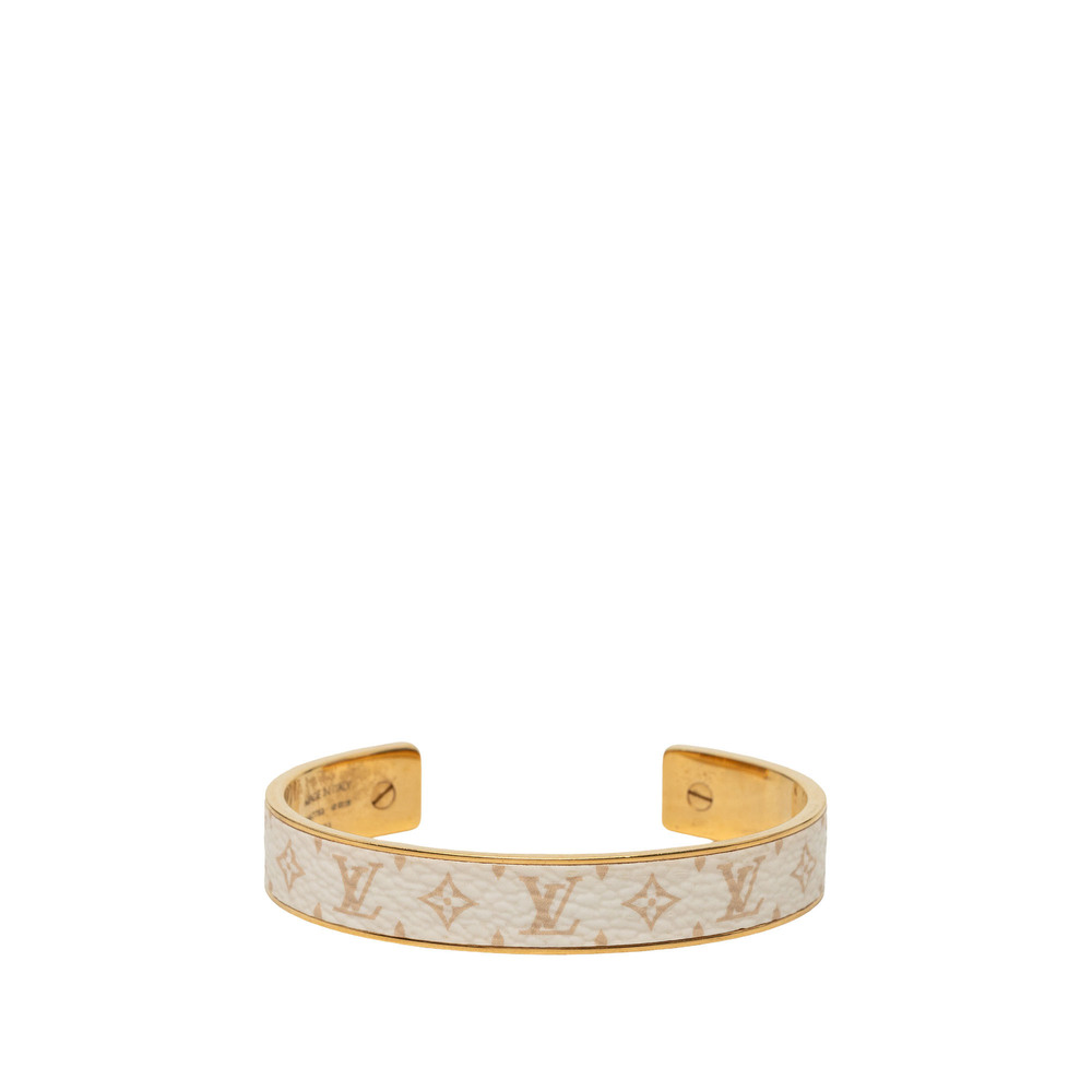 Pre-Loved Louis Vuitton Gold Tone Monogram Jonc Cuff Bracelet